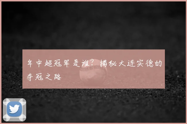 年中超冠军是谁?揭秘大连实德的夺冠之路